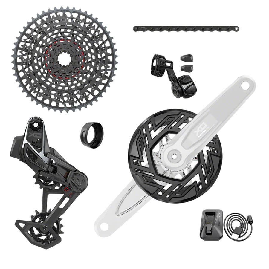 SRAM SRAM X0 T-Type Eagle E-MTB 104BCD Transmission AXS Groupset (RD w/Battery/Charger/Cord, EPOD Ult, CR 104BCD T-Type 34T,Clip-on Guard, CN 126l, CS XS-1295 10-52t) – cranks not included