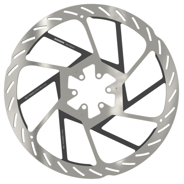 SRAM SRAM HS2 Disc Brake Rotor - 220mm, 6-Bolt, Rounded, Silver/Black