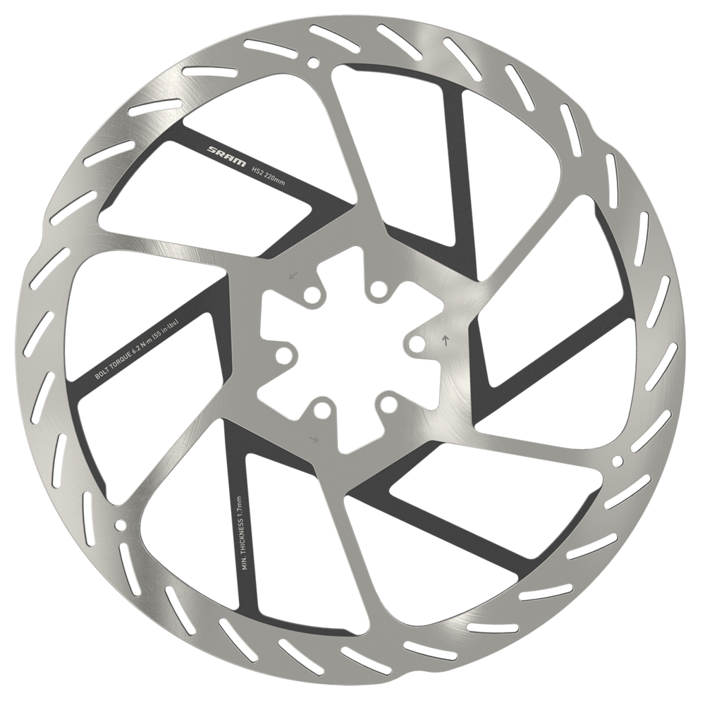 SRAM SRAM HS2 Disc Brake Rotor - 220mm, 6-Bolt, Rounded, Silver/Black