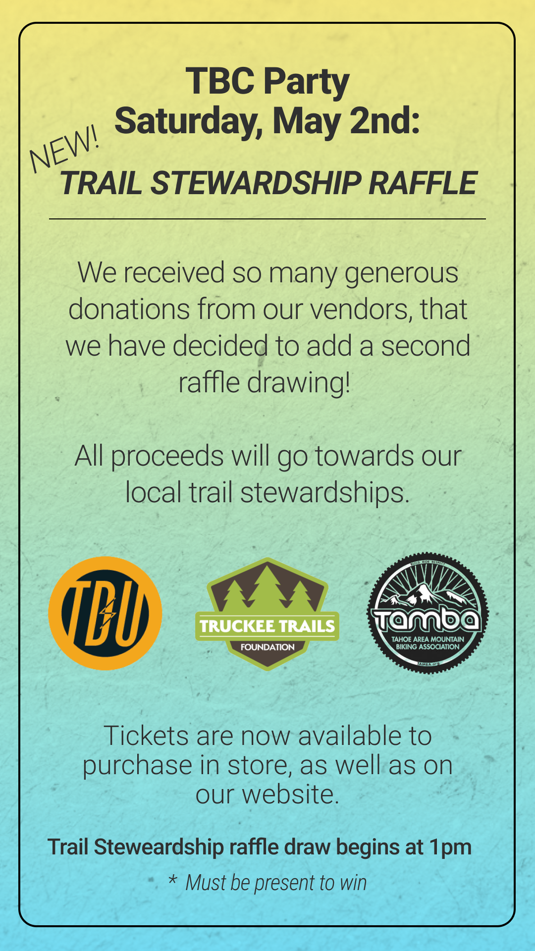 Trail Stweardship Raffle Ticket - $20/5