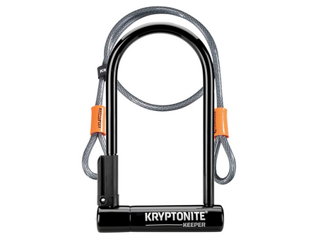 Kryptonite Kryptonite Keeper U-Lock - 4 x 8", Keyed, Black, Includes 4' cable and bracket