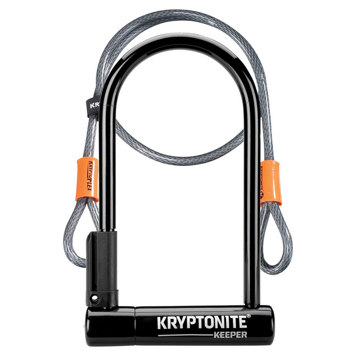Kryptonite Kryptonite Keeper U-Lock - 4 x 8", Keyed, Black, Includes 4' cable and bracket