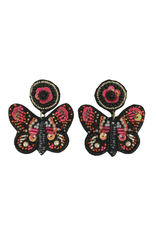 Allie Beads Pink Butterfly Earrings