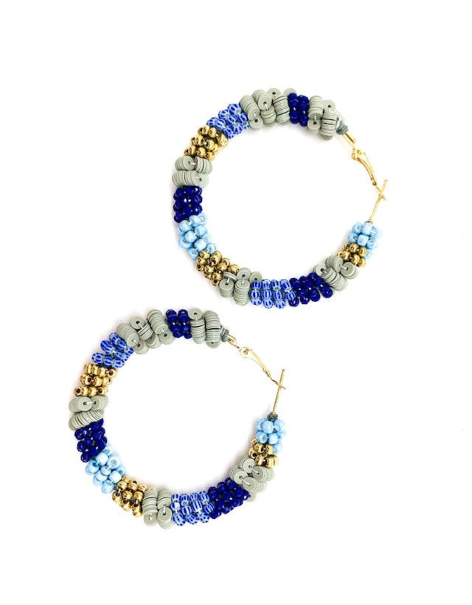 Allie Beads Blue Beaded Hoops