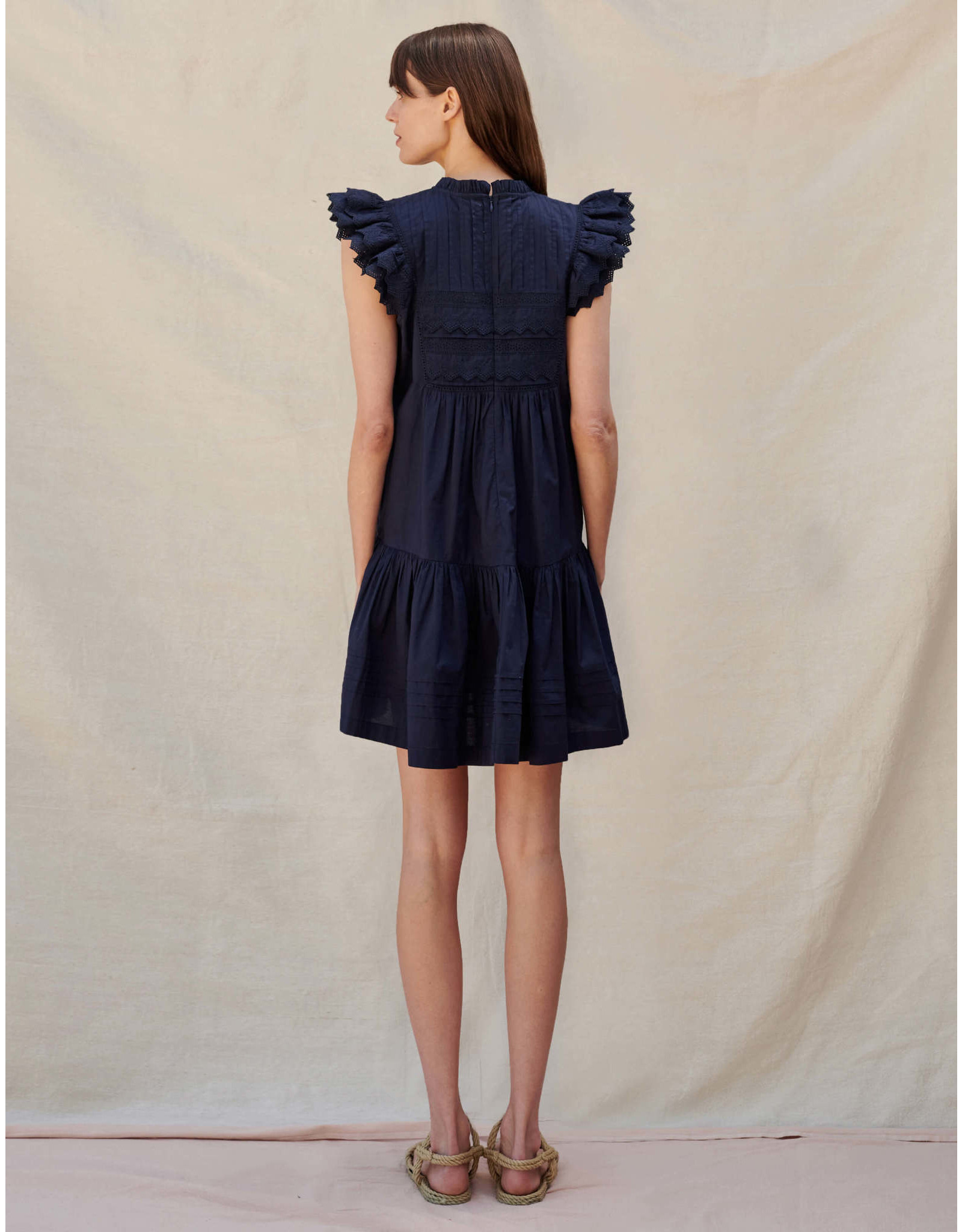 Sundry Mini Dress with Lace Trim