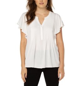 Liverpool Los Angeles Flutter Sleeve Popover Blouse with  Pin Tuck