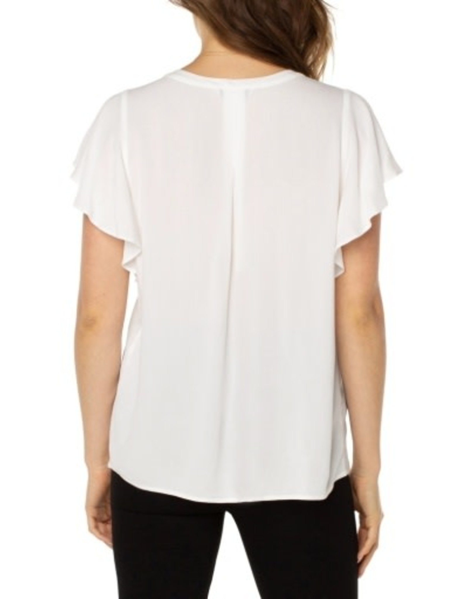 Liverpool Los Angeles Flutter Sleeve Popover Blouse with  Pin Tuck