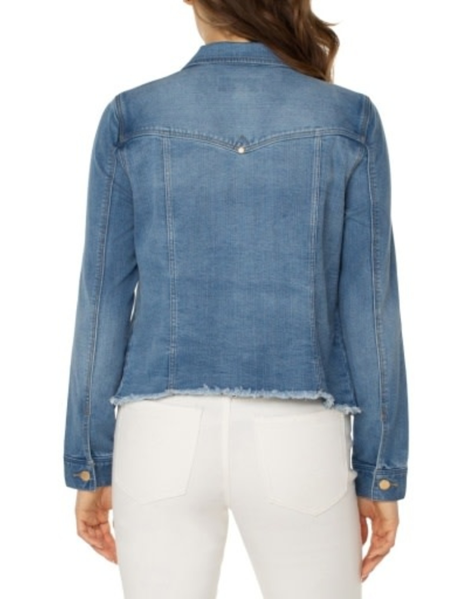 Liverpool Los Angeles Classic Jean Jacket with Fray Hem