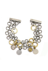 TAT2 Designs Silver Flat Ring Triple Chain Bracelet