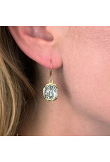 TAT2 Designs Gold Dangling Coin w/ Crystal Earrings