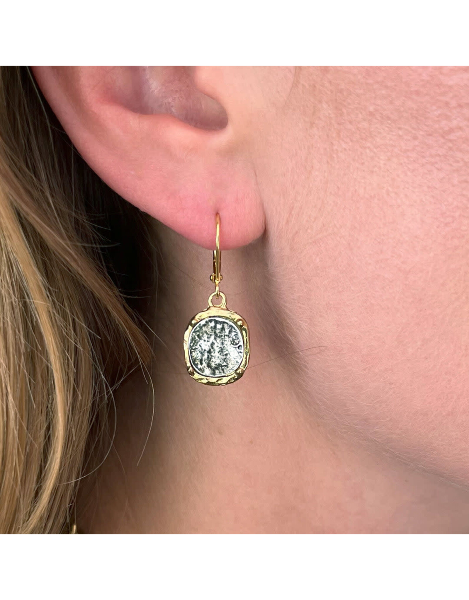 TAT2 Designs Gold Dangling Coin w/ Crystal Earrings