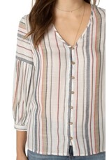 Liverpool Los Angeles Button Front Peasant Blouse