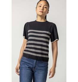 Lilla P Striped Flutter Sleeve Sweater