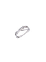 Bague croisée 3 branches Or blanc 10K avec diamants