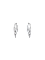 Boucles d'oreilles Anneaux Ovales double croisé Or blanc 10K