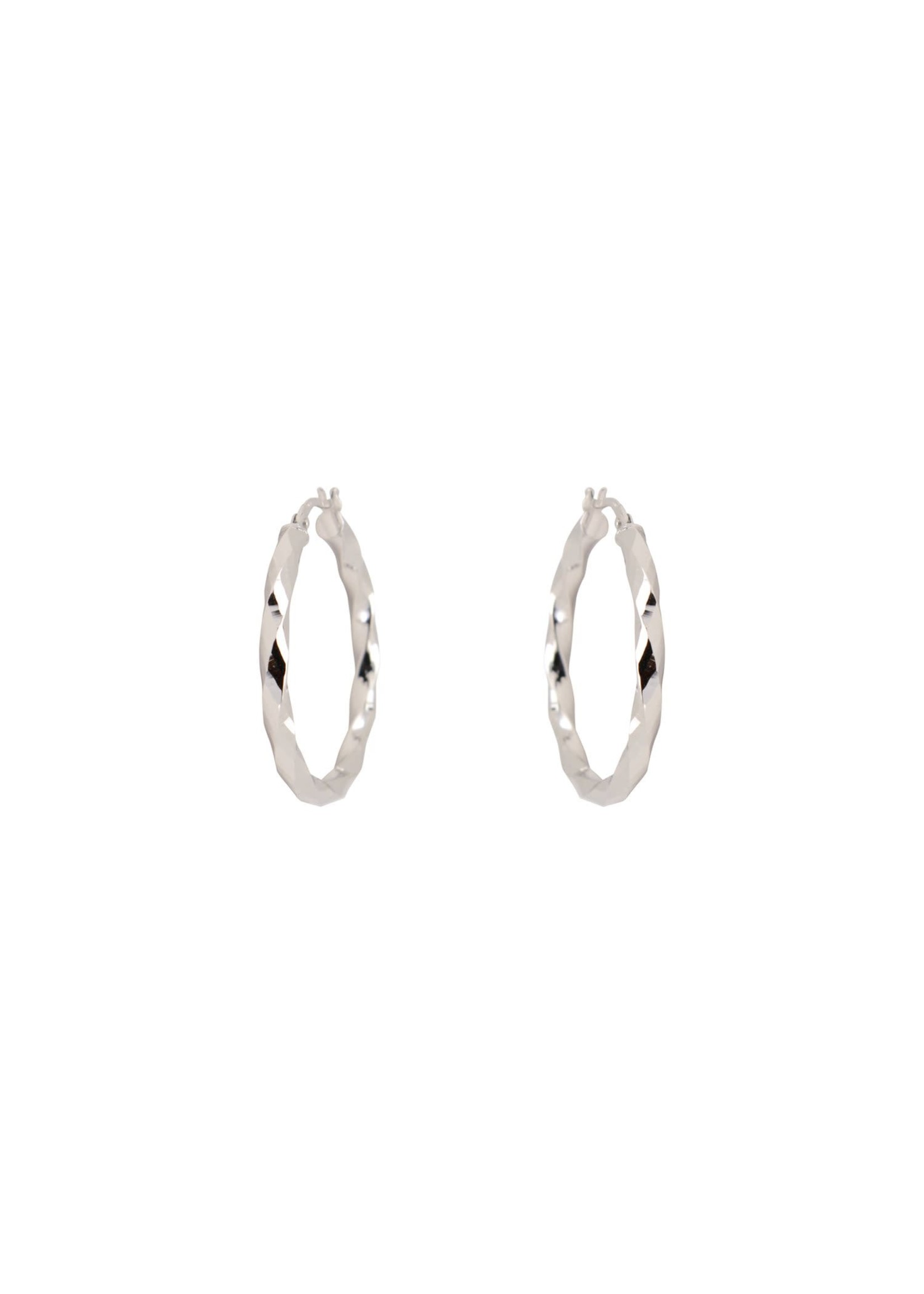 Boucles d'oreilles Anneaux miroirs Or blanc 10K