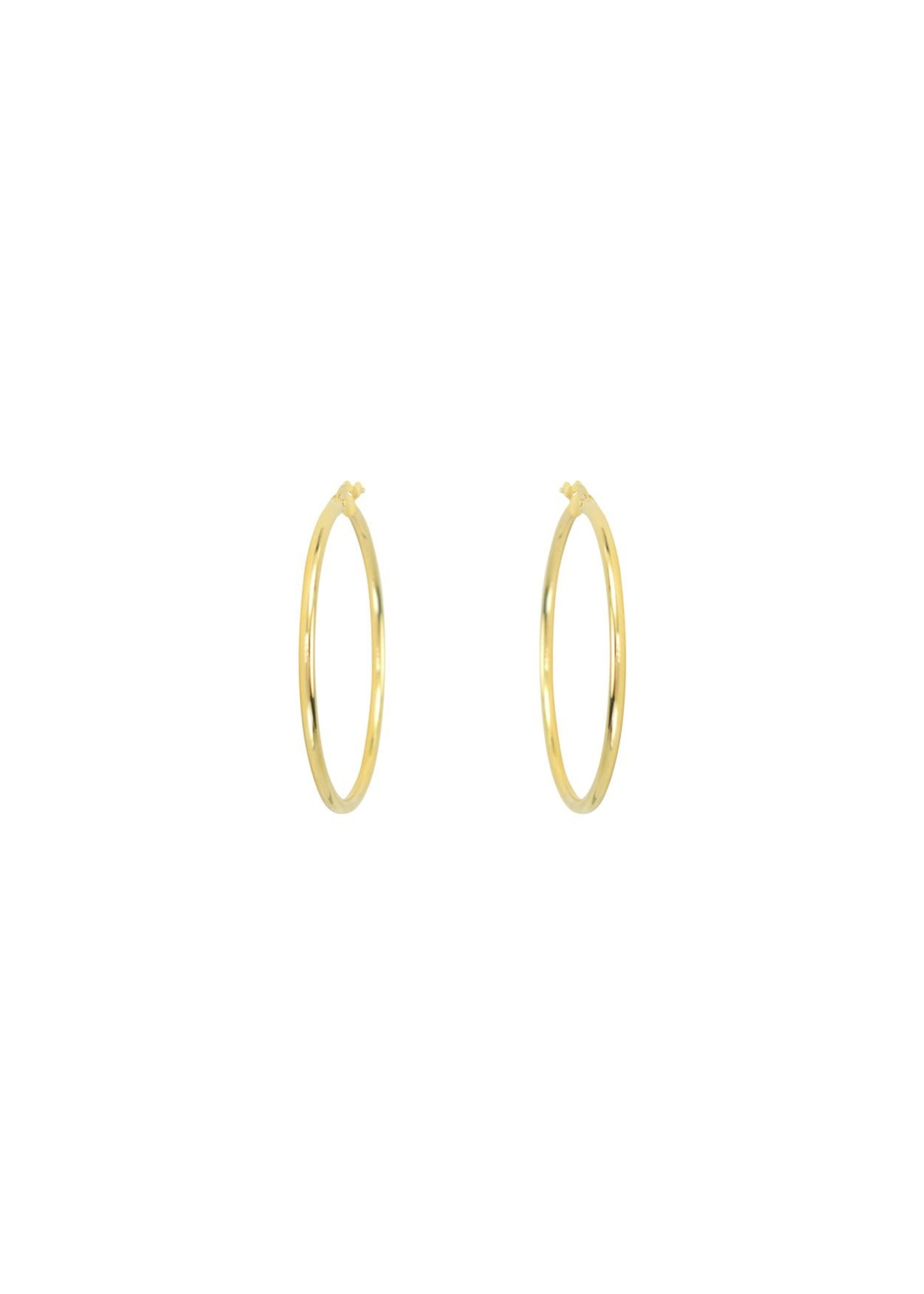 Boucles d'oreilles Grandes Anneaux tube Créole Or jaune 10K