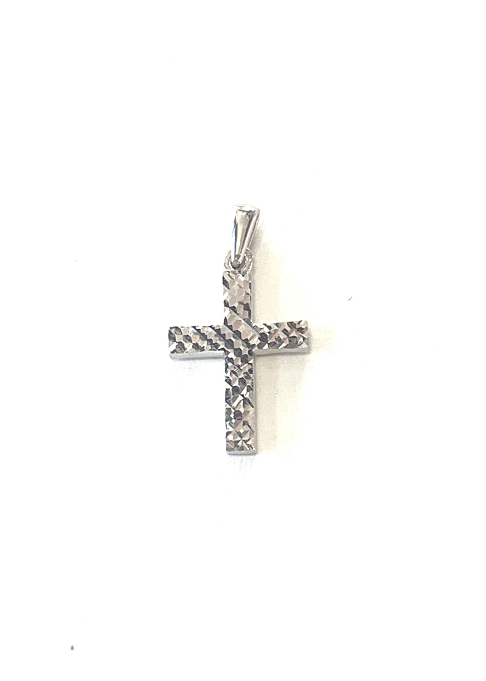 Croix Or blanc 10K « Diamond cut »
