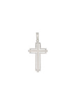 Croix double Or blanc 14K