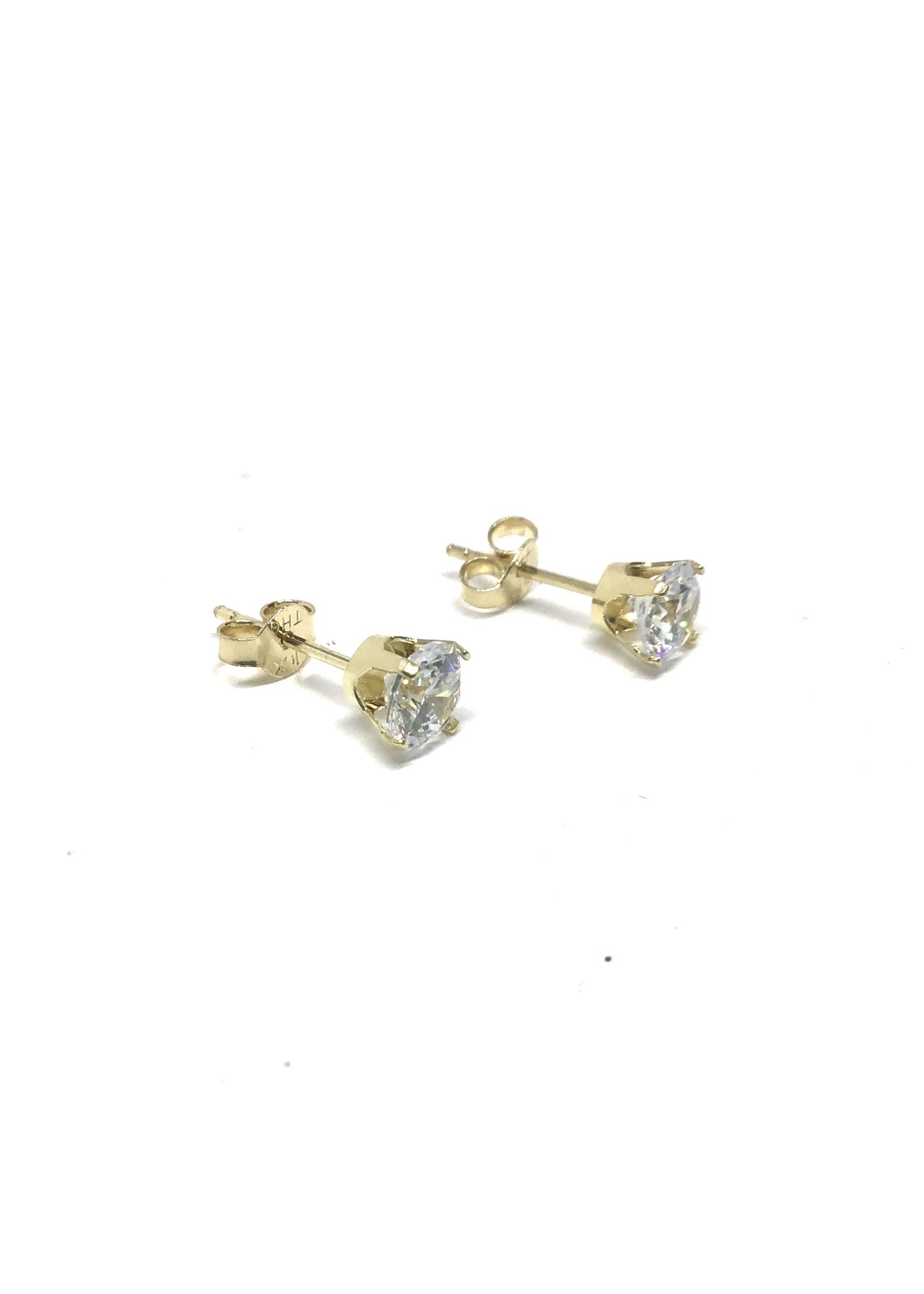 Stud solitaire en Or 10k avec Cubique Zirconium CZ