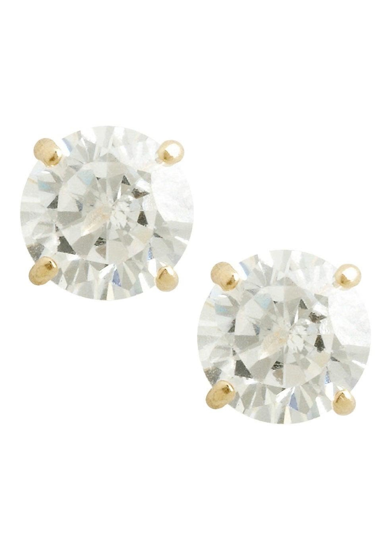 Stud solitaire en Or 10k avec Cubique Zirconium CZ