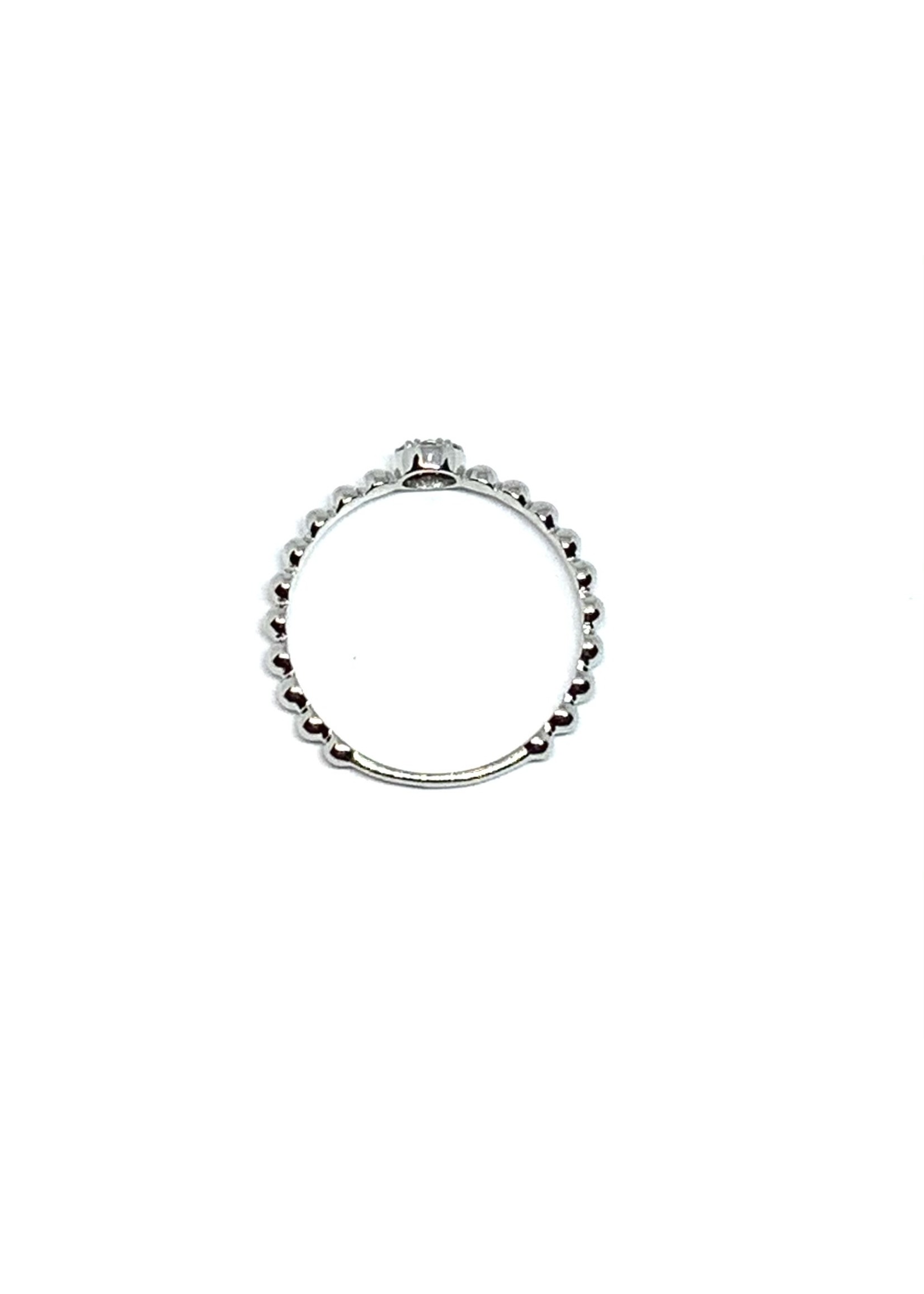 LokÜs Bague boules et halo Or blanc 10K