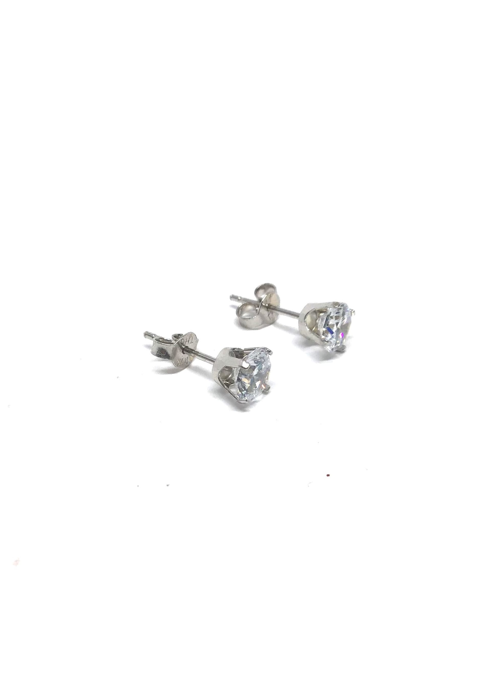 Stud solitaire en Or 10k avec Cubique Zirconium CZ