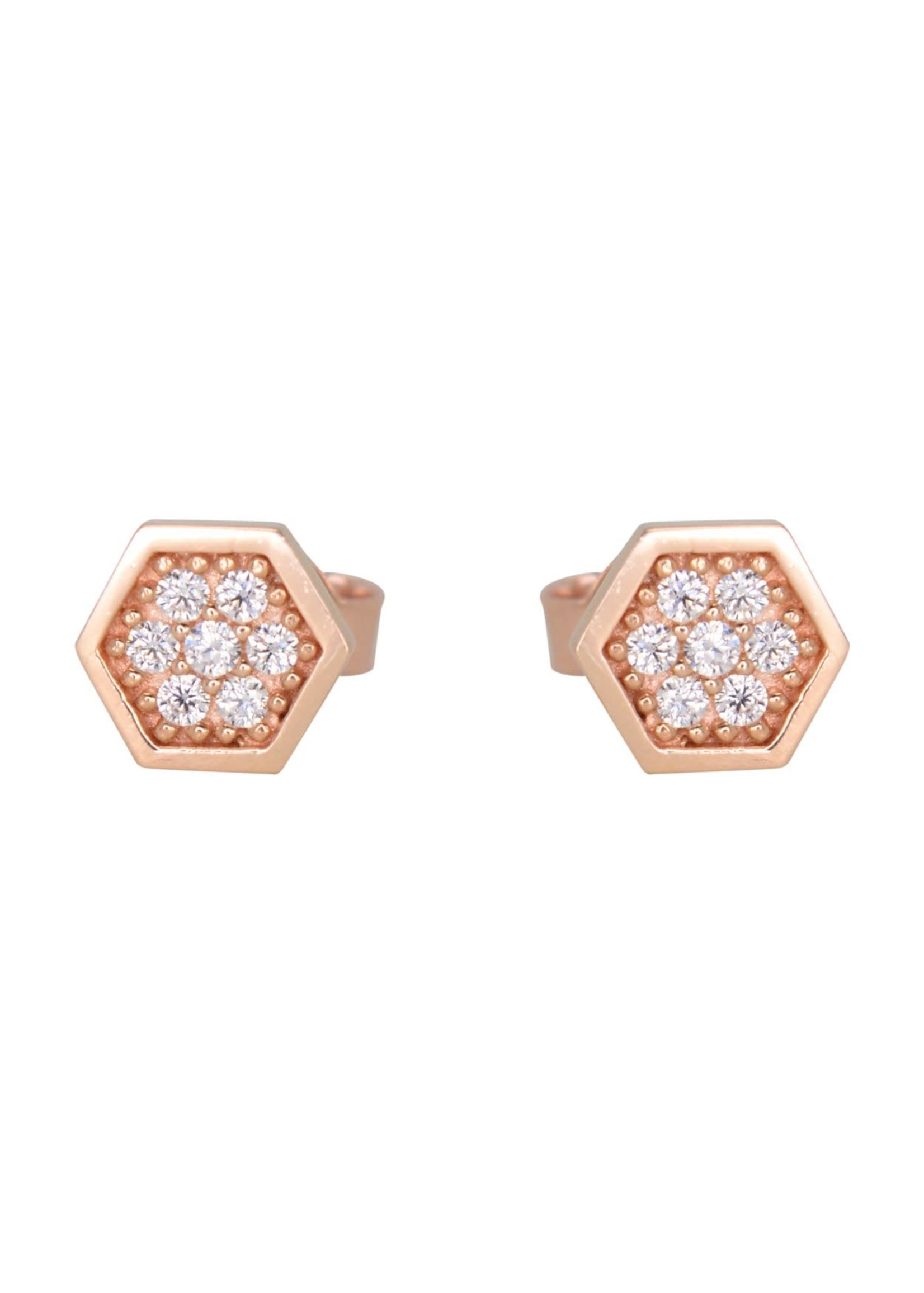 Boucles d'oreilles Hexagone  Or rose 10K