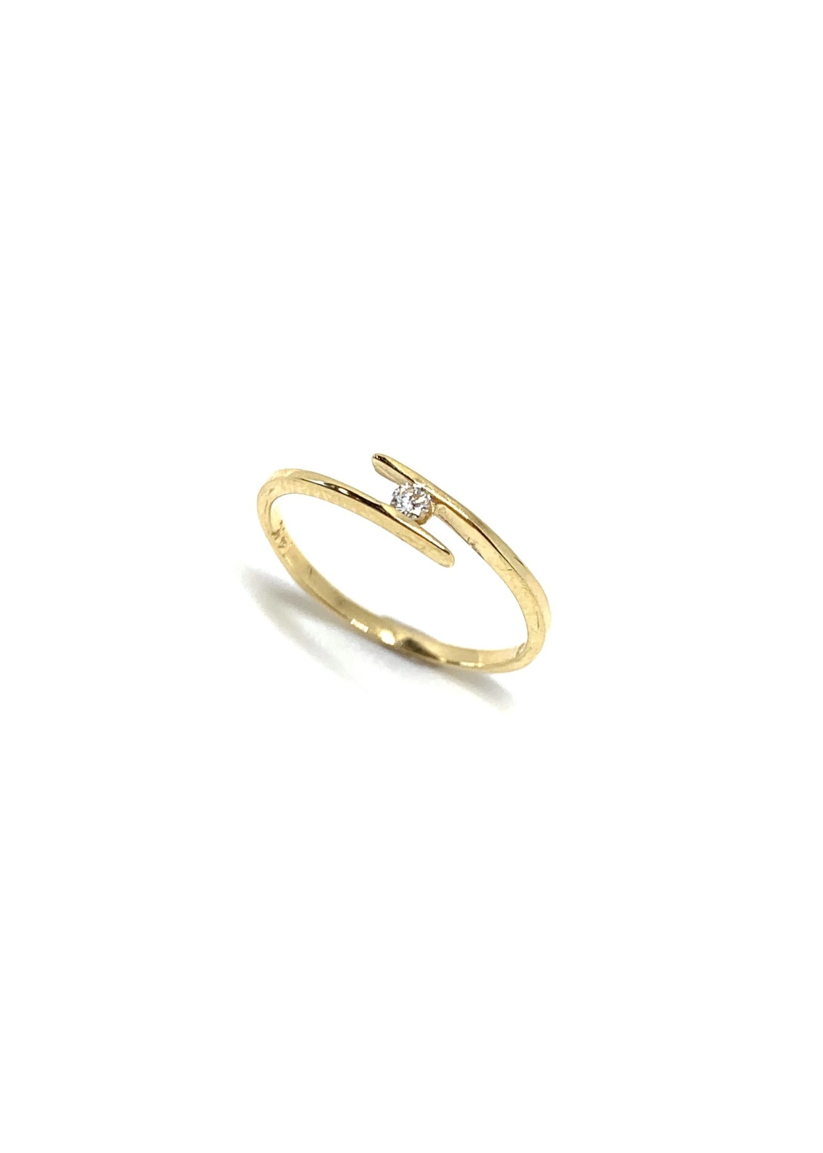 PARÉ Bague Semi-croisée Solitaire Or jaune 14K avec Diamant