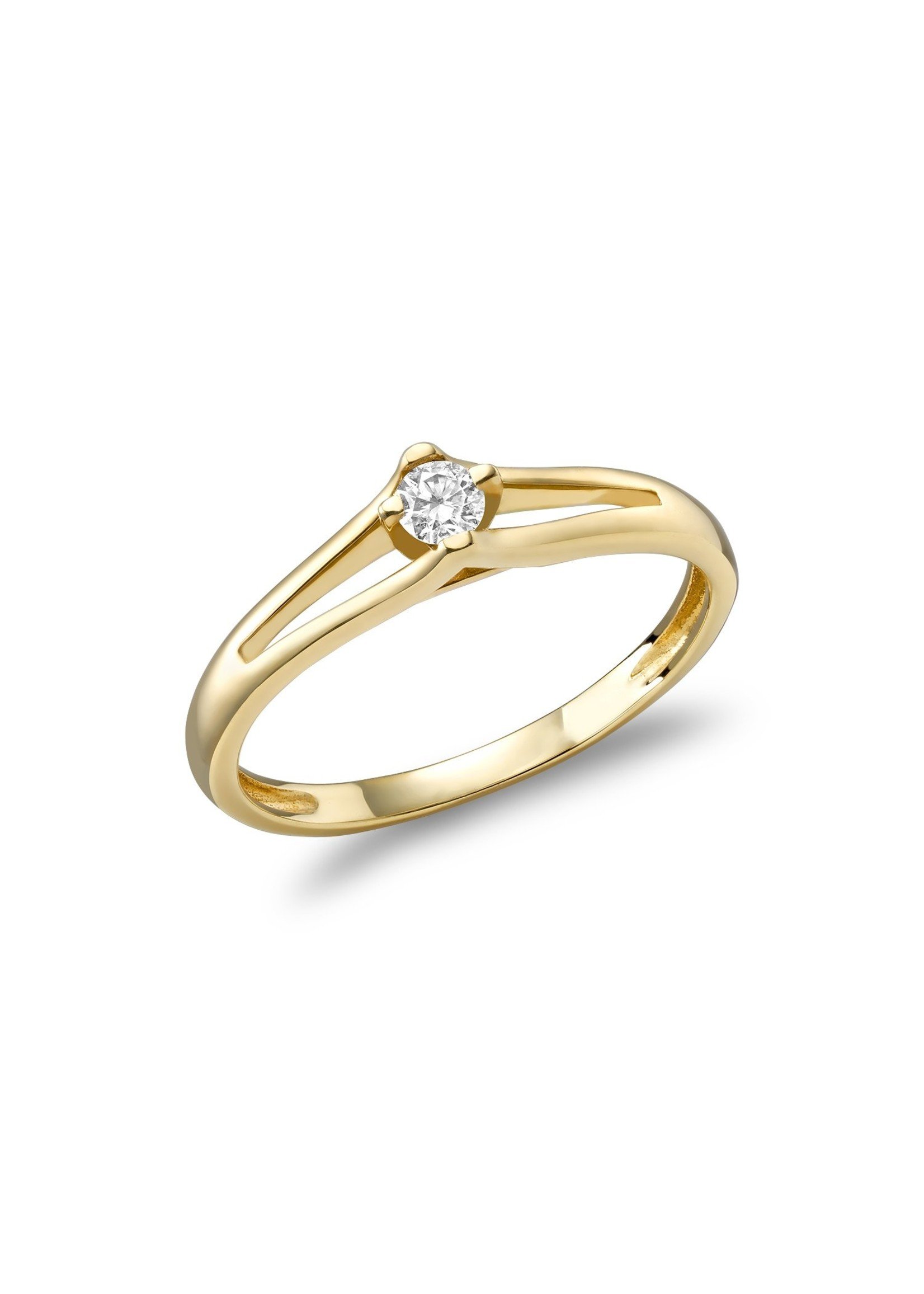 PARÉ Bague solitaire ajouré  avec diamant naturel en Or 10K