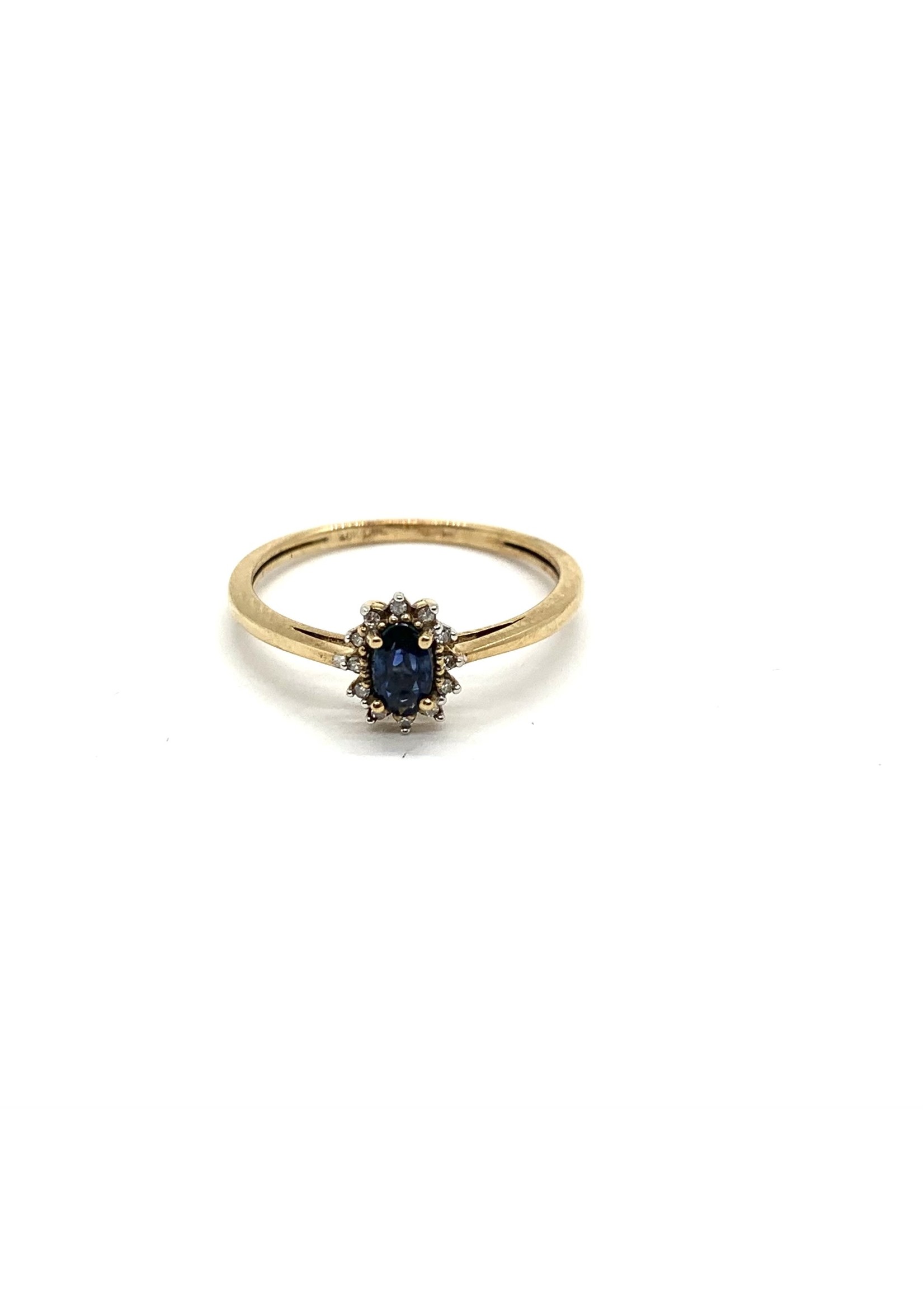 Bague Diana Or 10K avec saphir et diamants