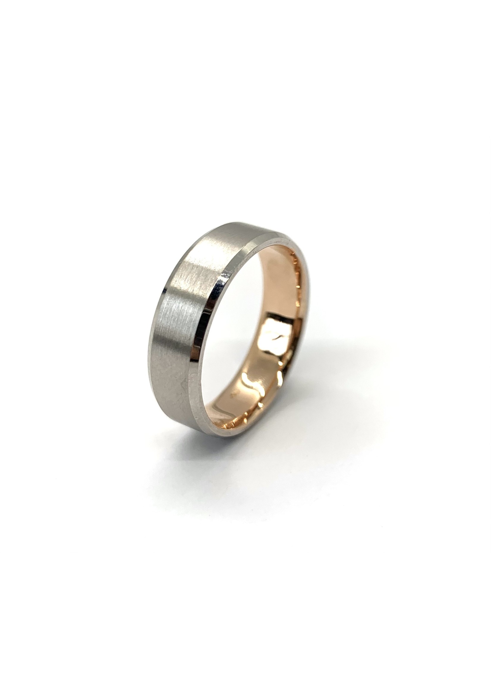 Jonc en Or 10K blanc avec intérieur en Or rose 0K