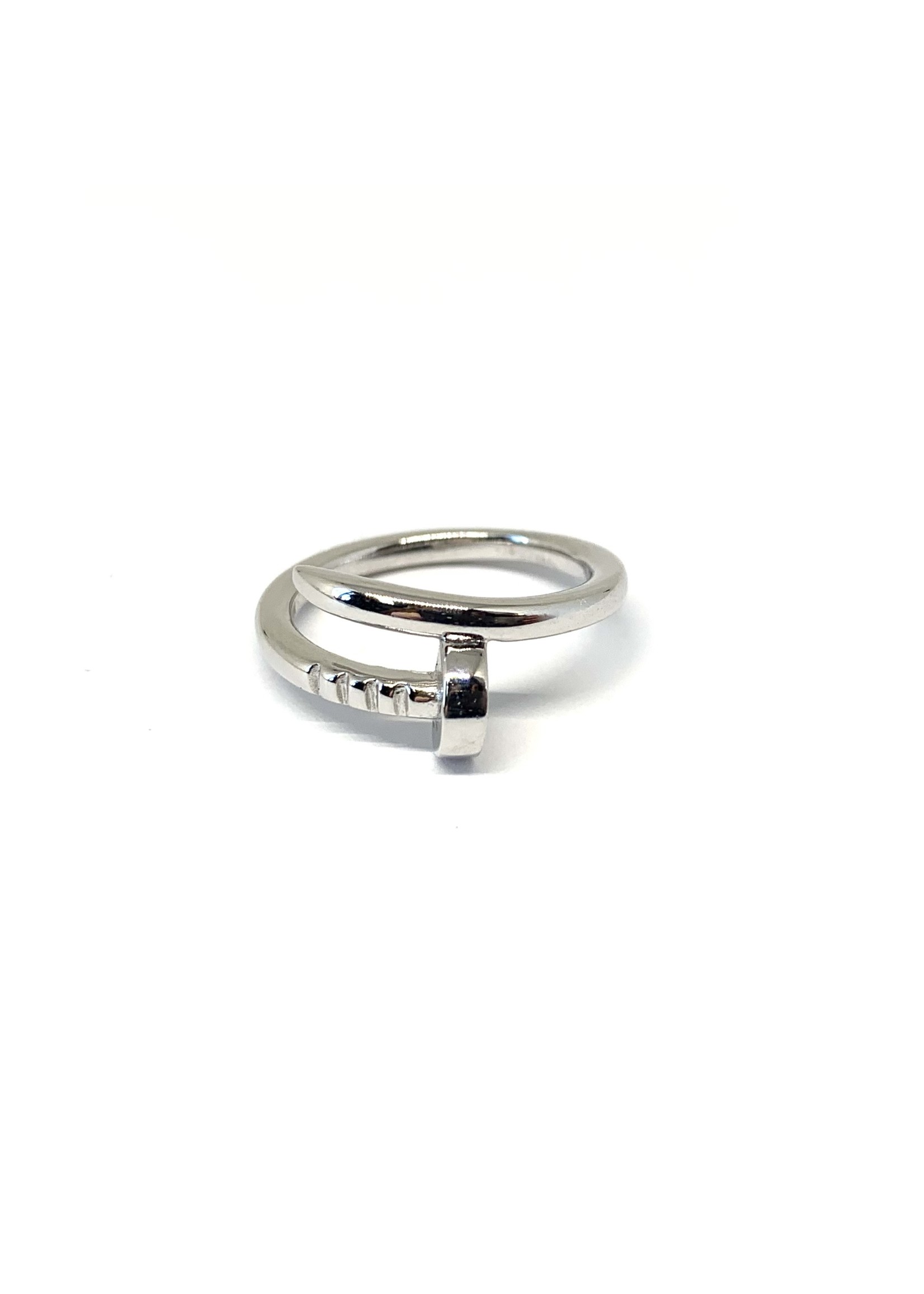 Bague clou style Cartier Or blanc 10k