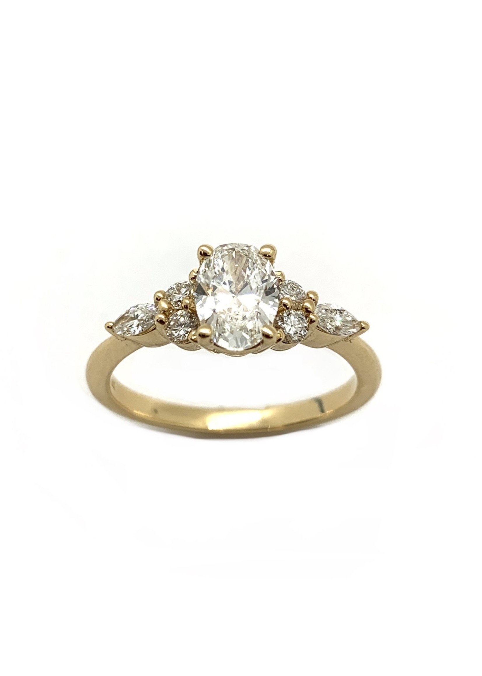 PARÉ Bague solitaire '' de rêve '' avec diamants Or 14K