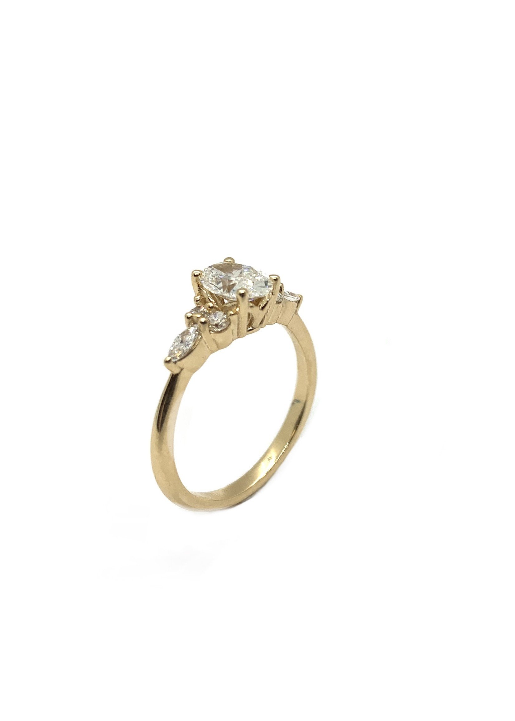 PARÉ Bague solitaire '' de rêve '' avec diamants Or 14K