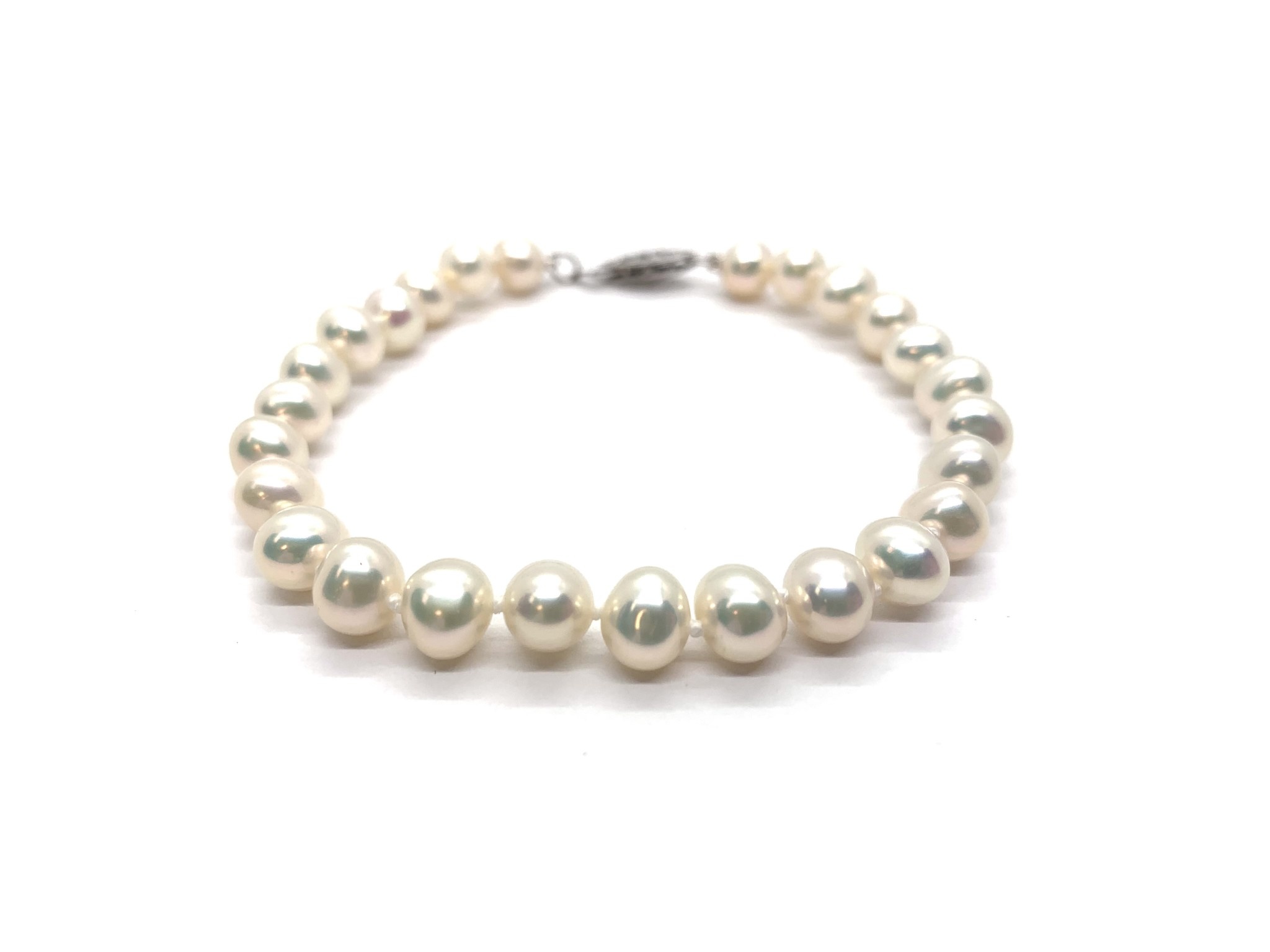 Bracelet Perles D'eau Douce Avec Fermoir En Or 18 Carats - Longueur 18 Cm - Occasion Bon état