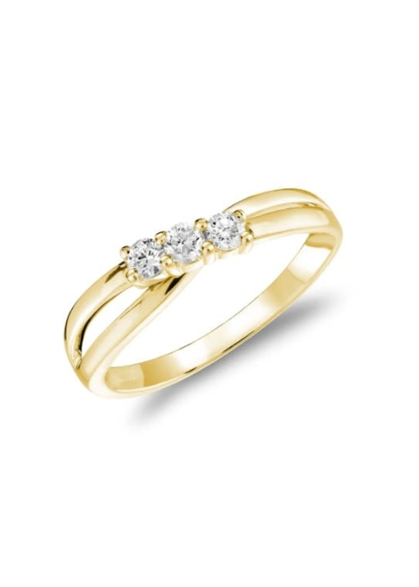 Bague trinité croisée avec diamants Or 10K