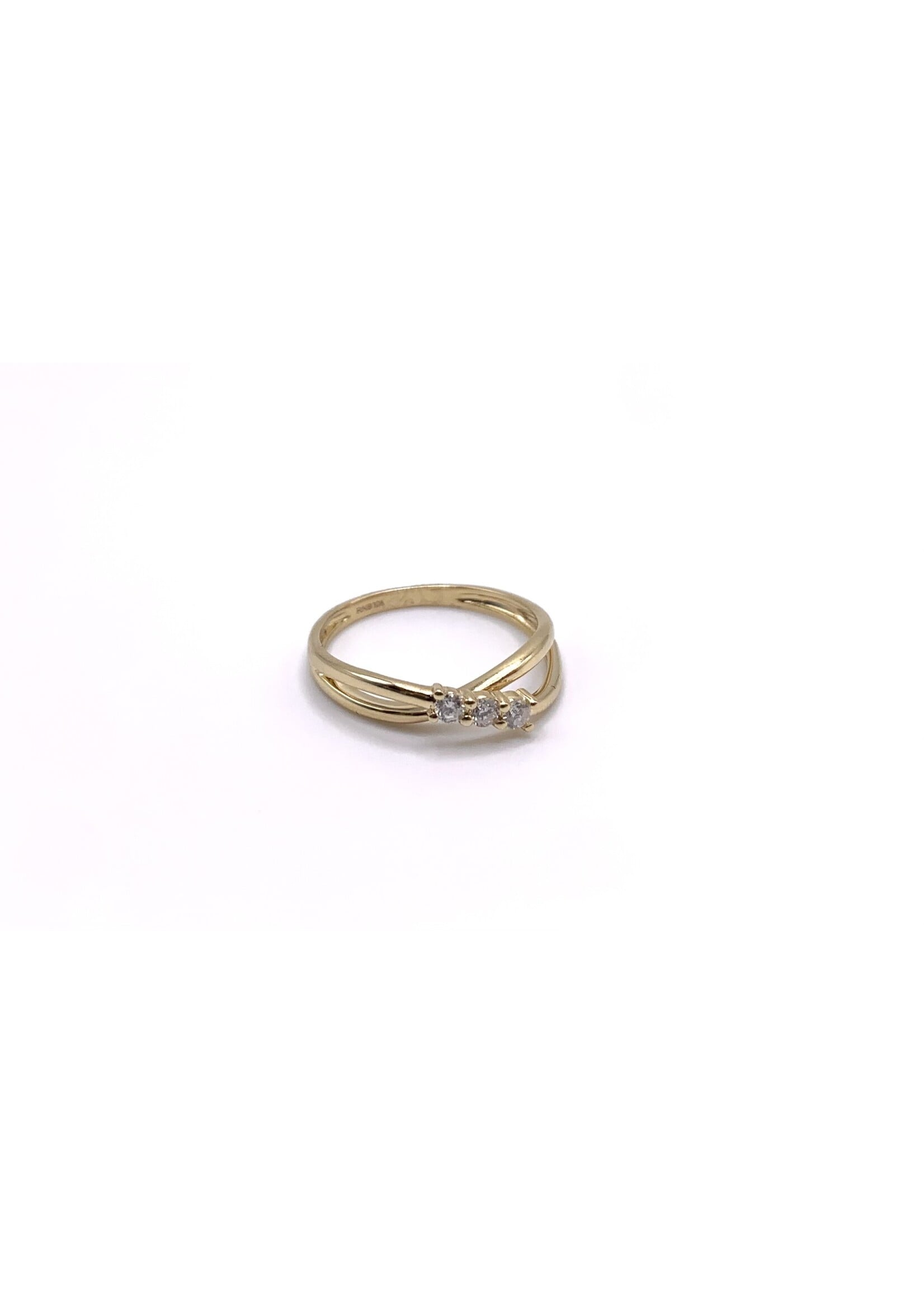 Bague trinité croisée avec diamants Or 10K