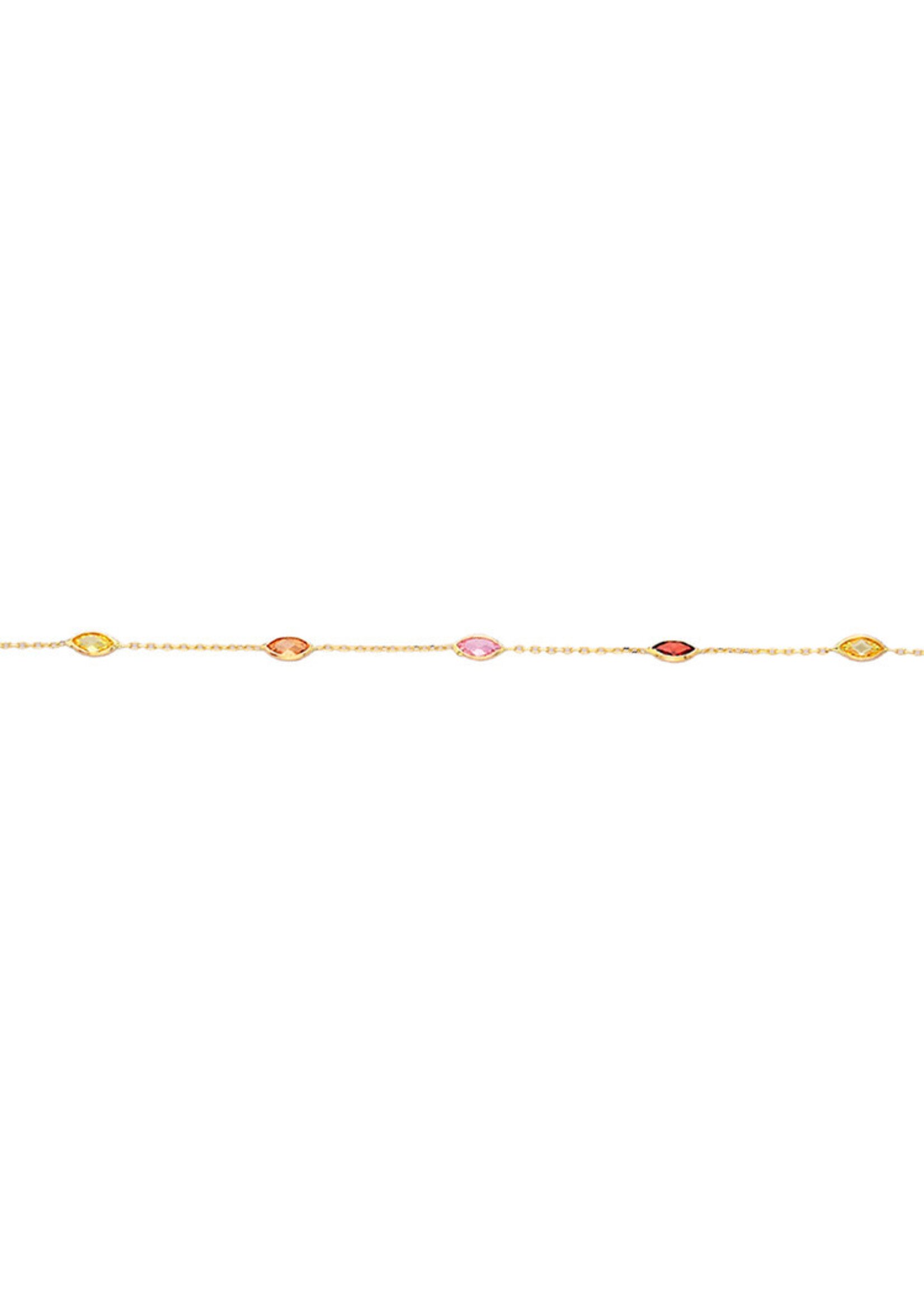 Bracelet mini-forçat Or 10K avec pierres VI60-6
