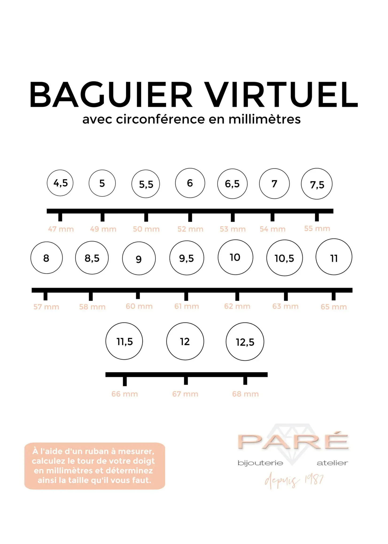 PARÉ Bague solitaire «channel» milgrains Or 10K  VI70-58