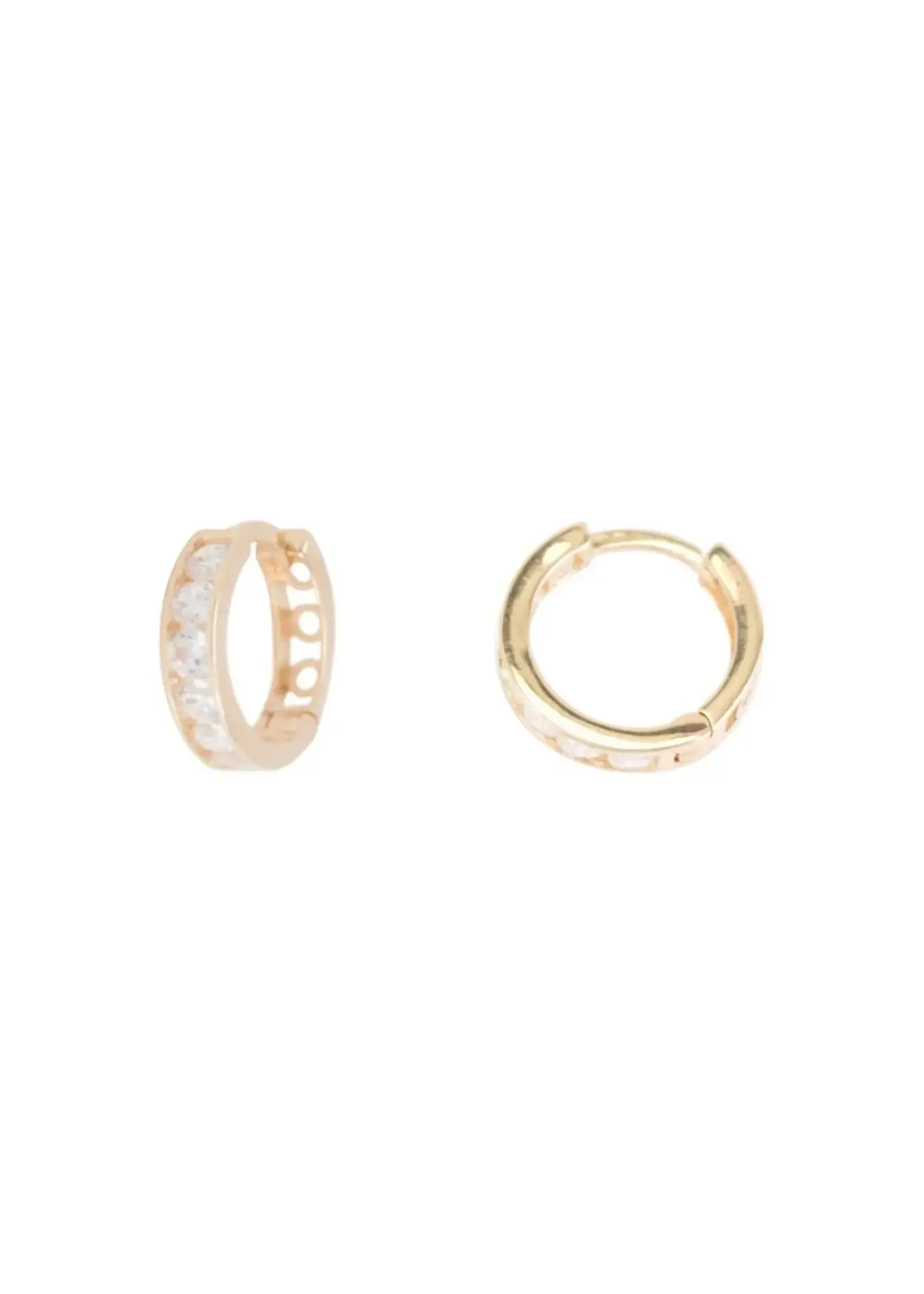 PARÉ Boucles d'oreilles Huggies pour femme ou enfant en Or Blanc 10K
