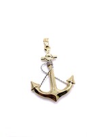 Pendentif Ancre de bateau et cordage Or 10K 2 tons