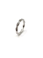 Jonc tressé Or 10K blanc avec diamants véritables naturels