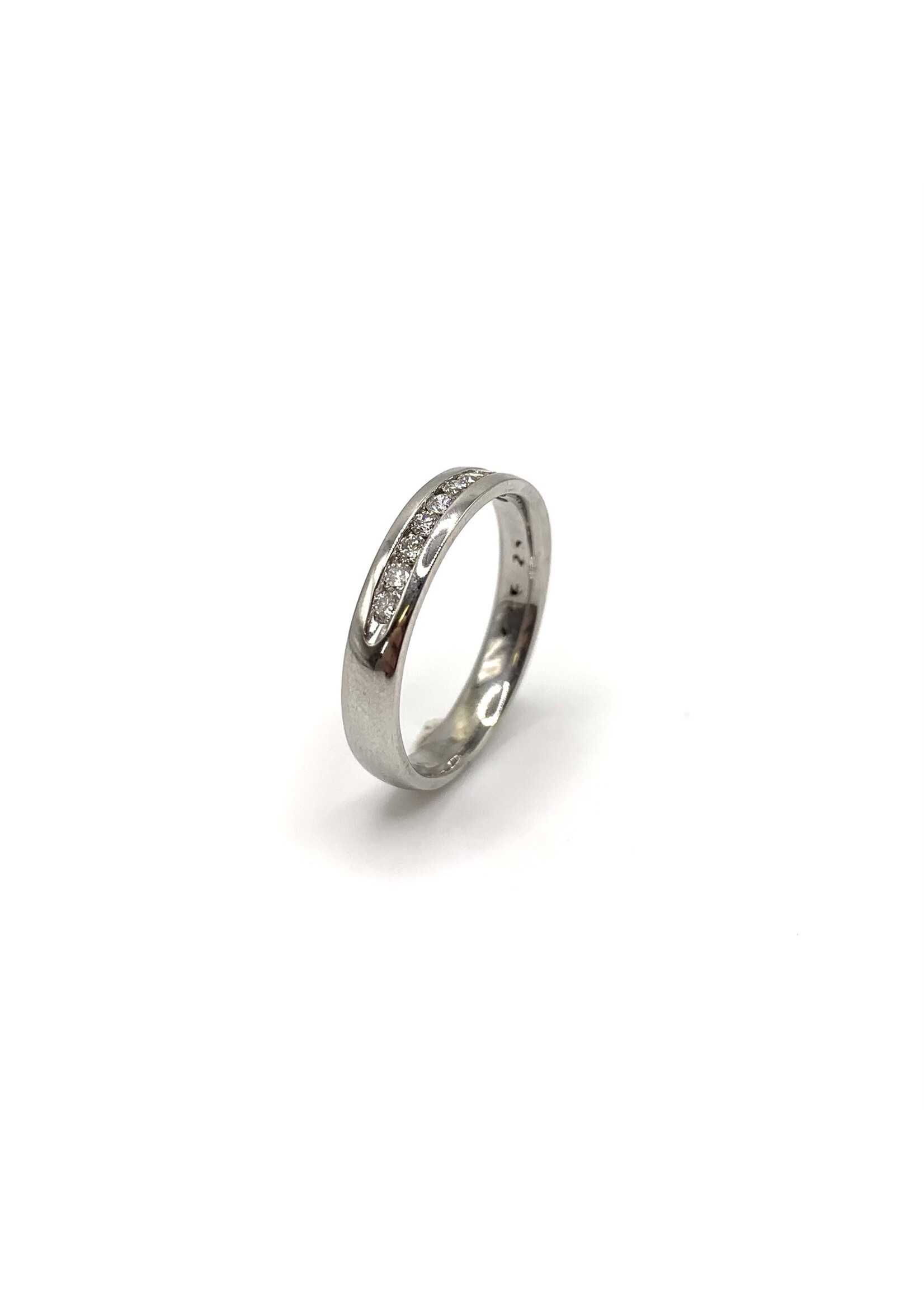 Jonc semi-éternité Or blanc 14K avec diamants naturels véritables