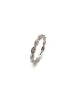 Jonc semi-éternité milgrain avec diamants naturels  Or 14K blanc