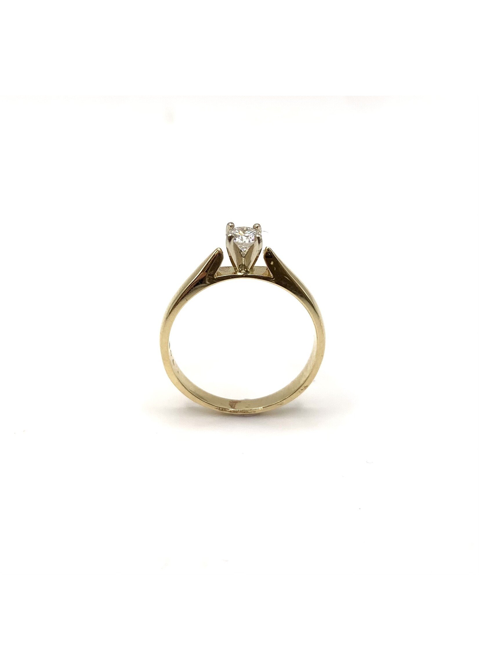 PARÉ Bague solitaire cathédrale avec diamant naturel Or 14K 2 tons
