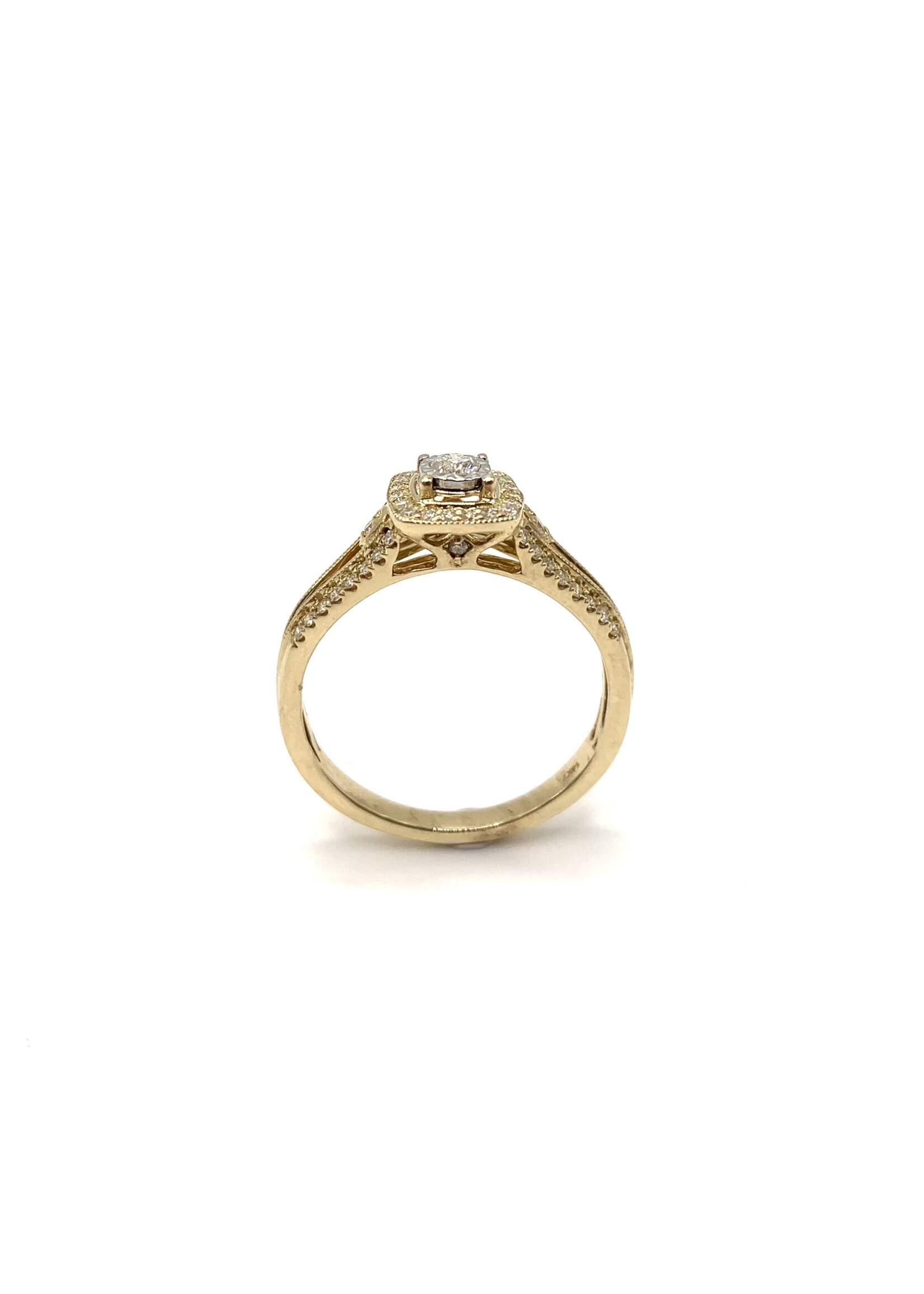 PARÉ Bague fiançailles solitaire illusion avec diamants naturels Or 14K