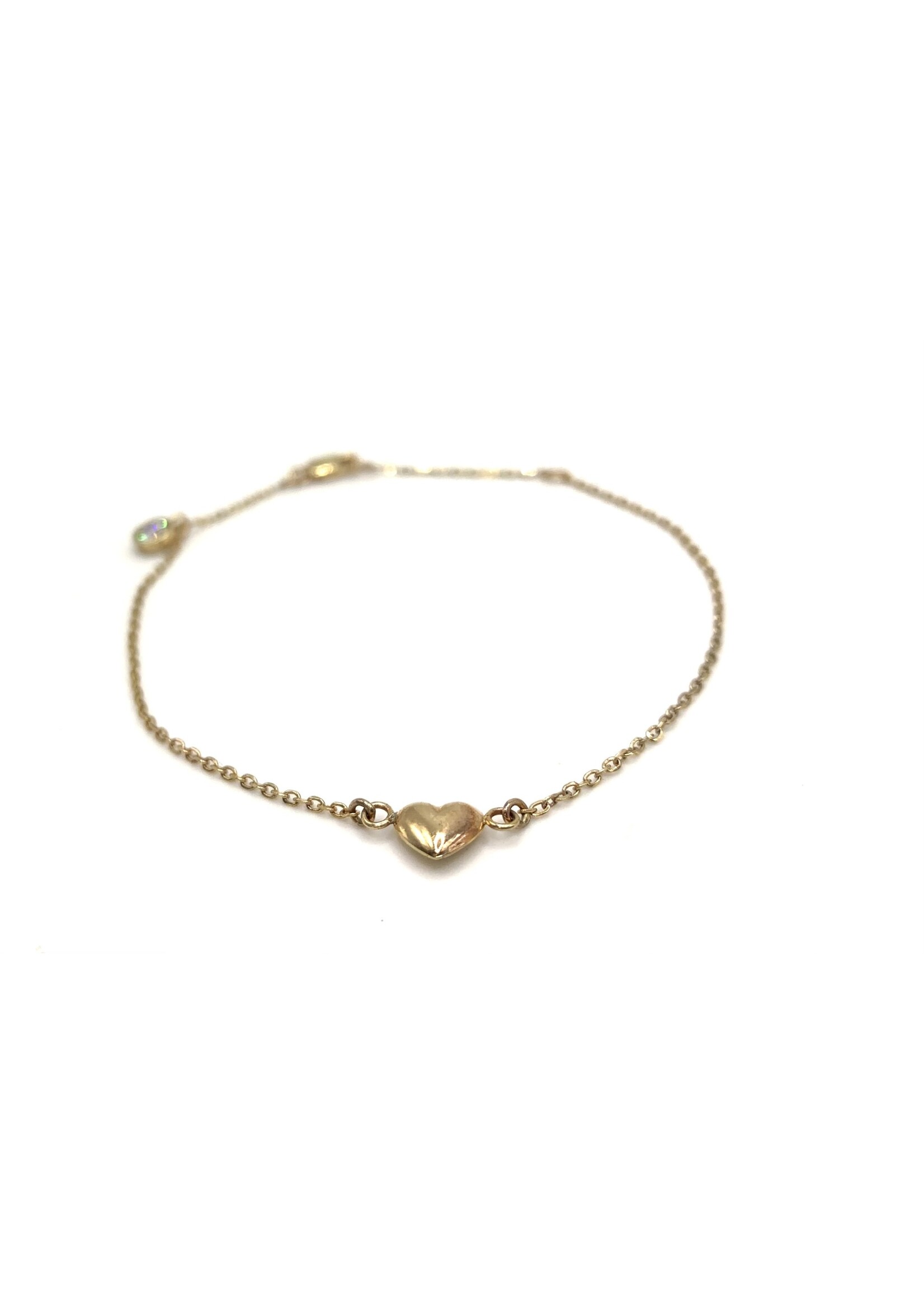 PARÉ Bracelet enfant mini forçat avec coeur et breloque brillant Or 10K