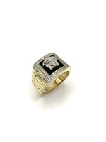 Bague chevalière Onyx noir et tête Versace Or 10K