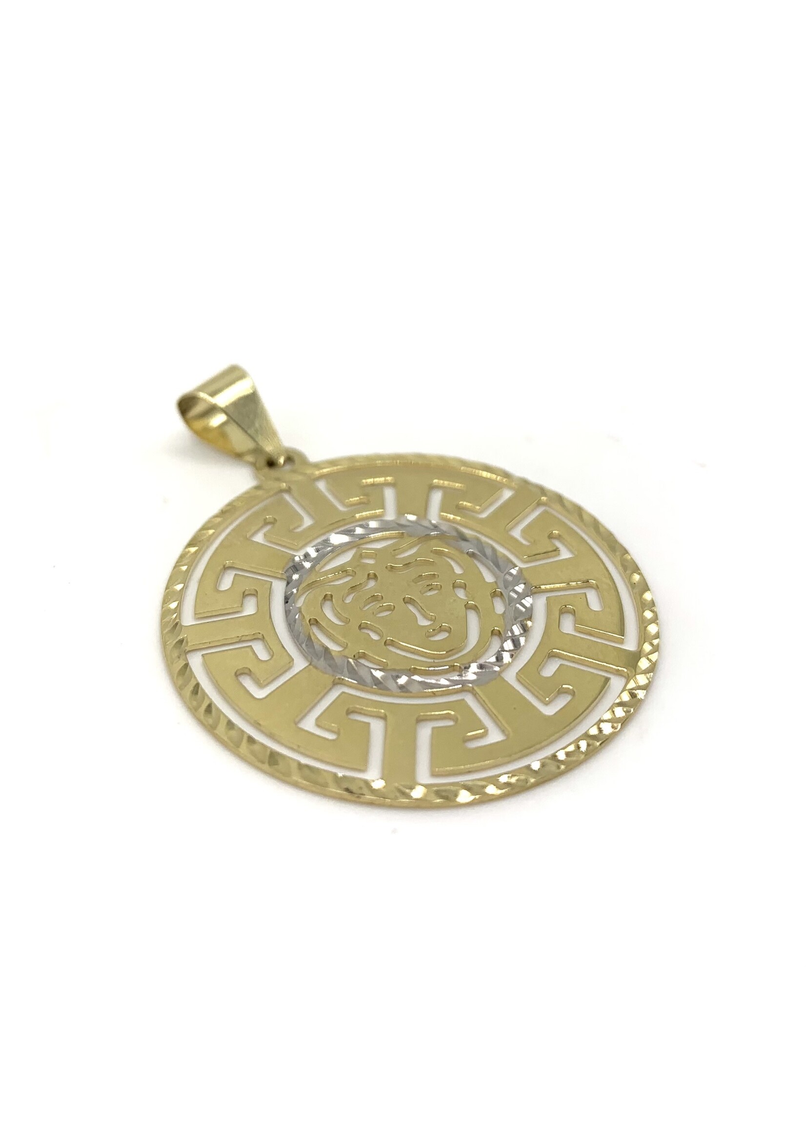 Pendentif médaillon rond Versace ajouré Or 2 tons 10K